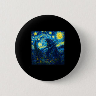 Japanese Monster Kaiju Van Gogh Starry Night  Ronde Button 5,7 Cm