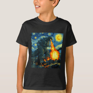 Japanese Monster Kaiju Van Gogh Starry Night  T-shirt