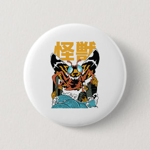 Japanese monster moth kaiju ronde button 5,7 cm