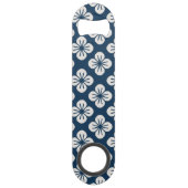 Japanese Navy Blue Ivory Floral Geometric Pattern (Dos)