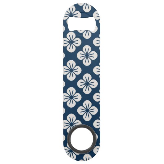 Japanese Navy Blue Ivory Floral Geometric Pattern (Devant)