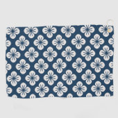 Japanese Navy Blue Ivory Floral Geometric Pattern Golfhanddoek (Horizontaal)