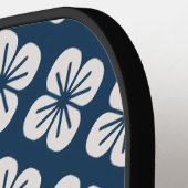 Japanese Navy Blue Ivory Floral Geometric Pattern Pickleball Paddle (Links Detail)
