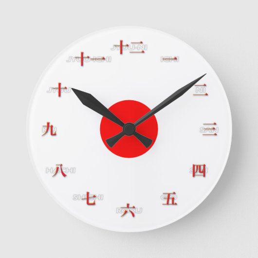 Japanese Numerals Medium Wall Clock Ronde Klok (Voorkant)