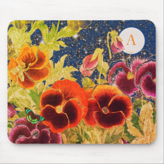 JAPANESE PANSIES MET STARS DIY INITIAAL MUISMAT