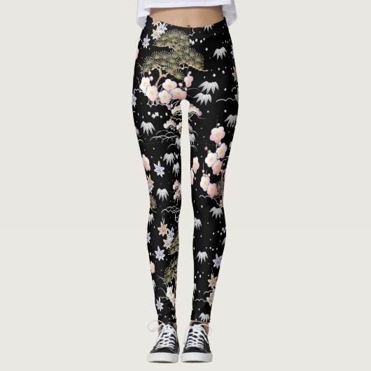 Japanese Pattern Pine, Bamboo and Plum Leggings (Voorkant)