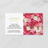Japanese pattern red origami crane business card visitekaartje (Achterkant)