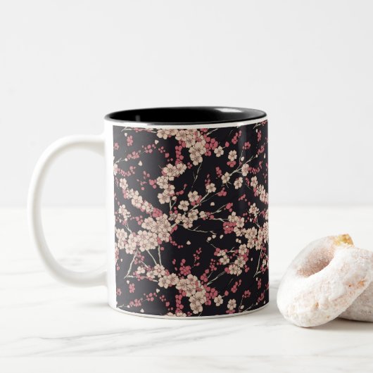 Japanese Pattern  Tweekleurige Koffiemok (Met donut)