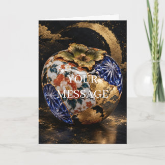 Japanese Persimmon Gold Art Personalized Card Kaart