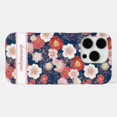 Japanese Pink Floral Pattern Monogrammed Case-Mate iPhone Case (Achterkant (horizontaal))