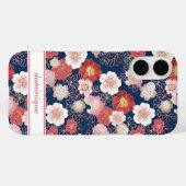 Japanese Pink Floral Pattern Monogrammed Case-Mate iPhone Case (Achterkant (horizontaal))