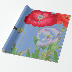 JAPANESE POPPIËNTEN MET FLESJES CADEAUPAPIER