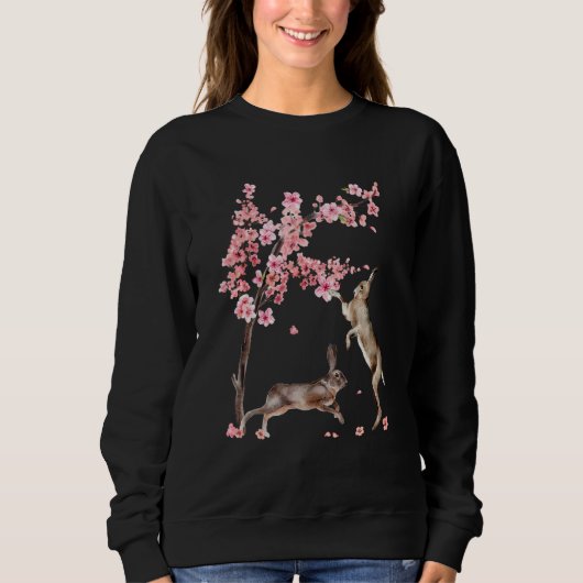 Japanese Rabbit Cherry Blossom Flower Sakura Tree Trui (Voorkant)