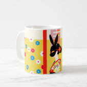 Japanese Rabbit Mask – Retro Floral Mug (Devant gauche)