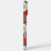 Japanese Red Floral Pattern Monogrammed Case-Mate iPhone Case (Achterkant / Rechts)