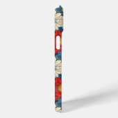 Japanese Red Floral Pattern Monogrammed Case-Mate iPhone Case (Achterkant / Rechts)