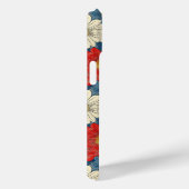 Japanese Red Floral Pattern Monogrammed Case-Mate iPhone Case (Achterkant / Rechts)
