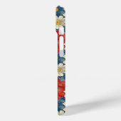 Japanese Red Floral Pattern Monogrammed Case-Mate iPhone Case (Achterkant / Links)