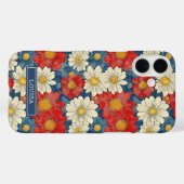 Japanese Red Floral Pattern Monogrammed Case-Mate iPhone Case (Achterkant (horizontaal))