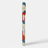 Japanese Red Floral Pattern Monogrammed Case-Mate iPhone Case (Achterkant / Rechts)