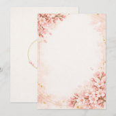 Japanese Sakura & Gold Wedding Invitation (Devant / Derrière)