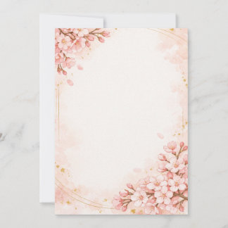 Japanese Sakura & Gold Wedding Invitation Kaart