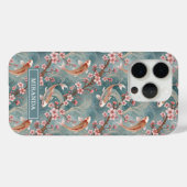 Japanese Sakura Koi Fish Pattern Monogrammed Case-Mate iPhone Case (Achterkant (horizontaal))