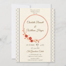 Japanese Sakura Shippo Wedding Invitation