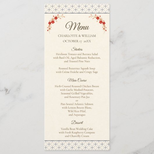 Japanese Sakura Shippo Wedding Menu (Devant)