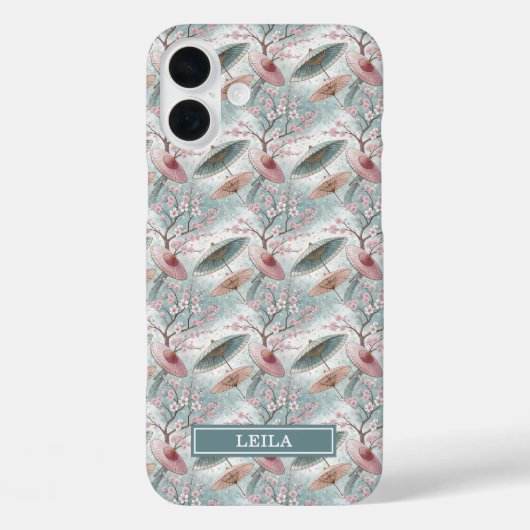 Japanese Sakura Umbrella Pattern Monogrammed Case-Mate iPhone Case (Achterkant)