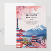 Japanese Sakura Wedding Invitation (Devant / Derrière)