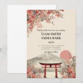Japanese Sakura Wedding Invitation (Devant / Derrière)