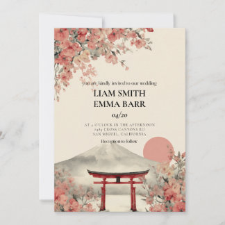 Japanese Sakura Wedding Invitation Kaart
