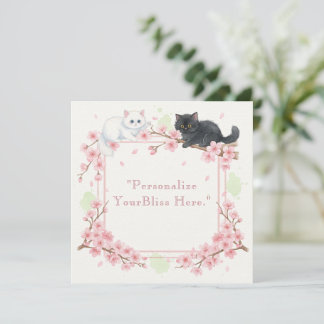 Japanese Sakura & Zen Cats Watercolor  Bedankkaart