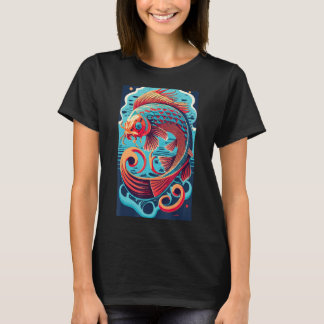 Japanese Samurai Art Aesthetic Koi Fish Graphic De T-shirt