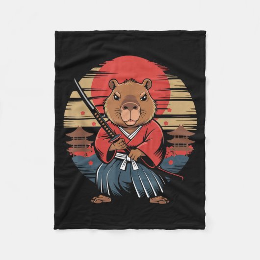 Japanese Samurai Capybara  Fleece Deken (Voorkant)