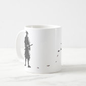 Japanese Samurai&Sakura Ink Art Mug (Devant gauche)