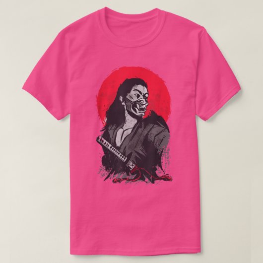 Japanese Samurai Warrior Illustration  Red Sunset  T-shirt (Design voorkant)