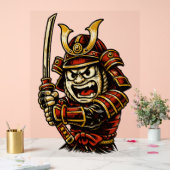 Japanese Samurai Warrior Red Armor Cartoon Art (Mariage)