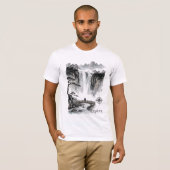 Japanese Sumi-e Waterfall Zen Explore Landscape T-shirt (Voorkant volledig)