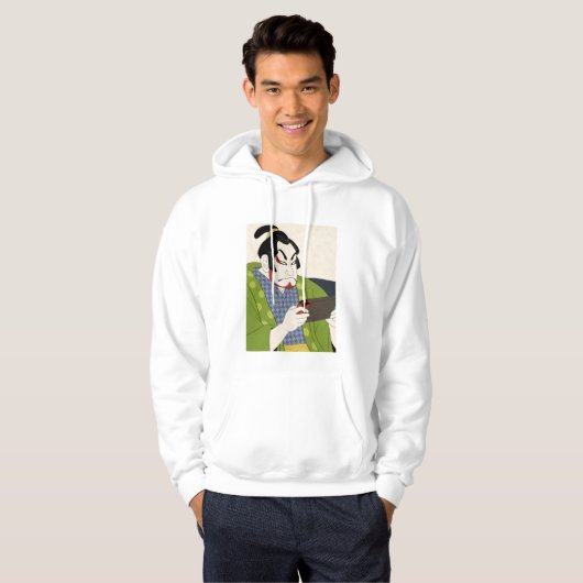 Japanese Ukiyoe Style Modern Gaming Kabuki Actor Hoodie (Voorkant volledig)