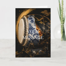 Japanese Wadaiko Drum Gold Art Card