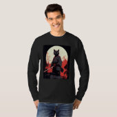 Japanese Warrior Cat Ninja Mask Kitsune T-shirt (Voorkant volledig)