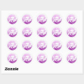 Japanese Wave & Hibiscus Purple Ronde Sticker (Vel)