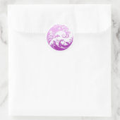 Japanese Wave & Hibiscus Purple Ronde Sticker (Tas)