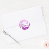 Japanese Wave & Hibiscus Purple Ronde Sticker (Envelop)