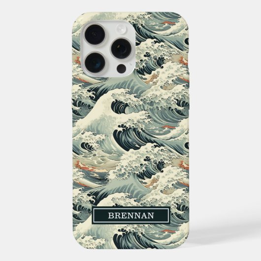 Japanese Wave Pattern Monogrammed (Verso)