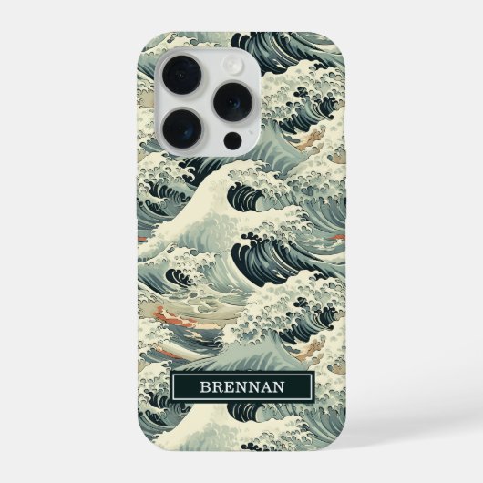 Japanese Wave Pattern Monogrammed (Verso)