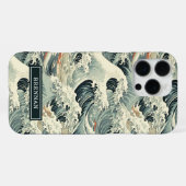 Japanese Wave Pattern Monogrammed iPhone Hoesje (Achterkant horizontaal)