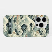 Japanese Wave Pattern Monogrammed iPhone Hoesje (Achterkant horizontaal)